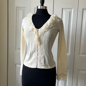 Ruffle & Lace Knit Cardigan